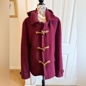 Scotch & Soda Maroon Pea Coat with Toggle Closures